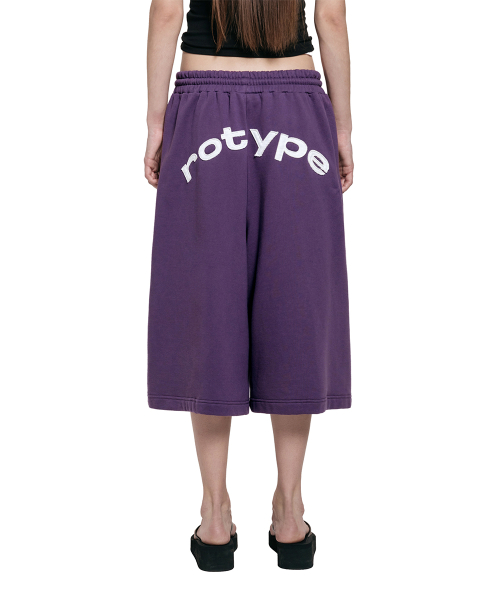 Overline Patch Bermuda Sweatpants - Purple