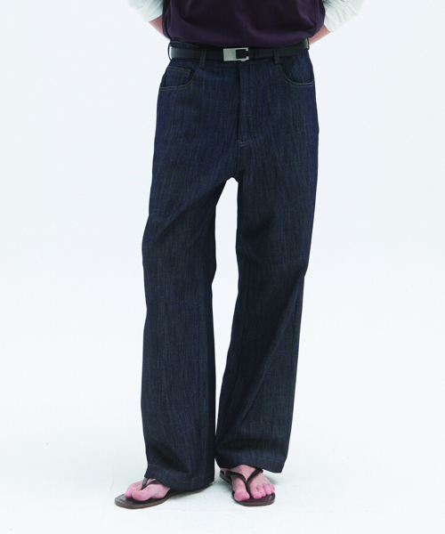 LIGHTWEIGHT DRAPERY DENIM TROUSERS - RAW INDIGO