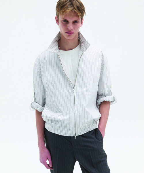 STRIPE SHIRT BLOUSON - ECRU