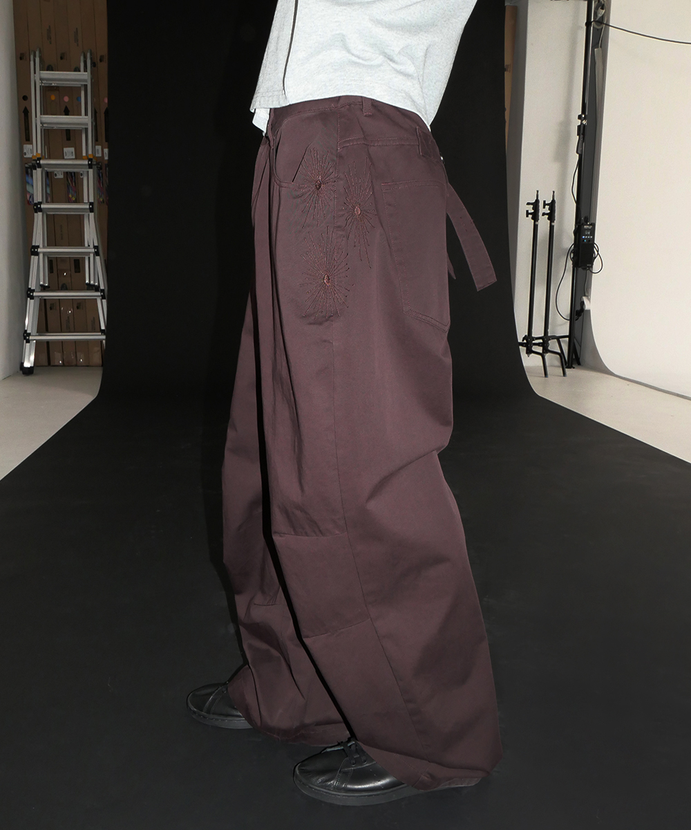 Firework Wide Pants_Burgundy