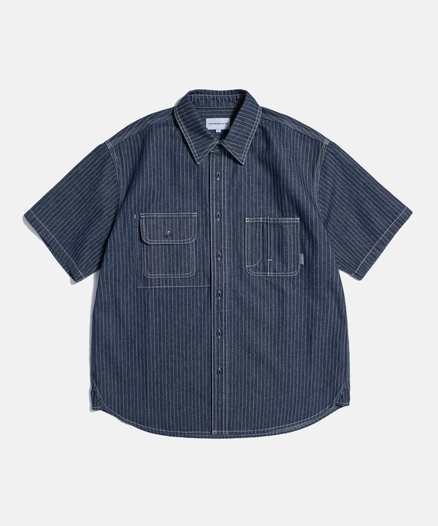 Stripe Denim S/S Railroad Shirt Indigo