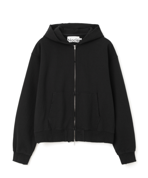 Structure Sweat Hoodie Zip Up Black