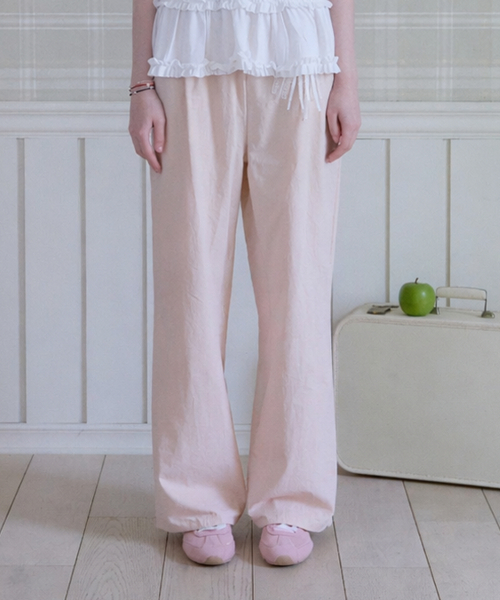 ROSETTE RUSTLE WIDE PANTS_PINK