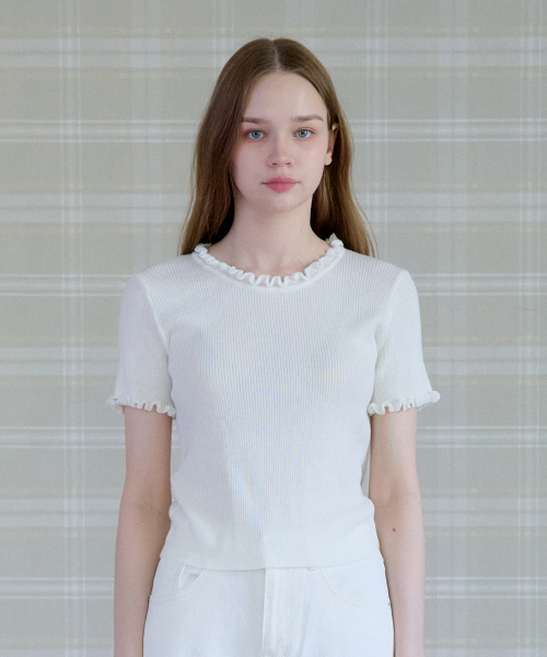 TENDER FRILL HALF KNIT_IVORY