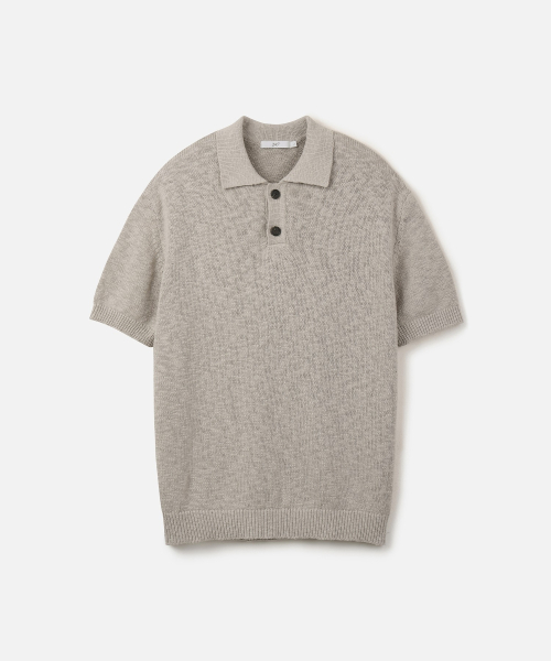 Вязаный топ из хлопка кроше с воротником GRAY