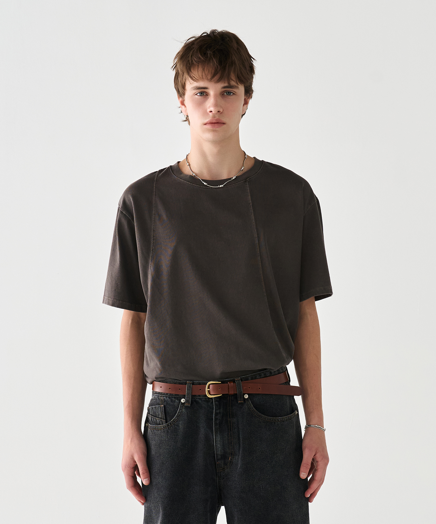 washed crop t-shirts (brown)