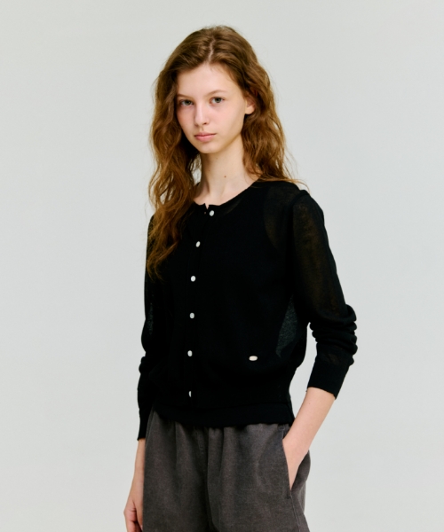 basic short cardigan - black