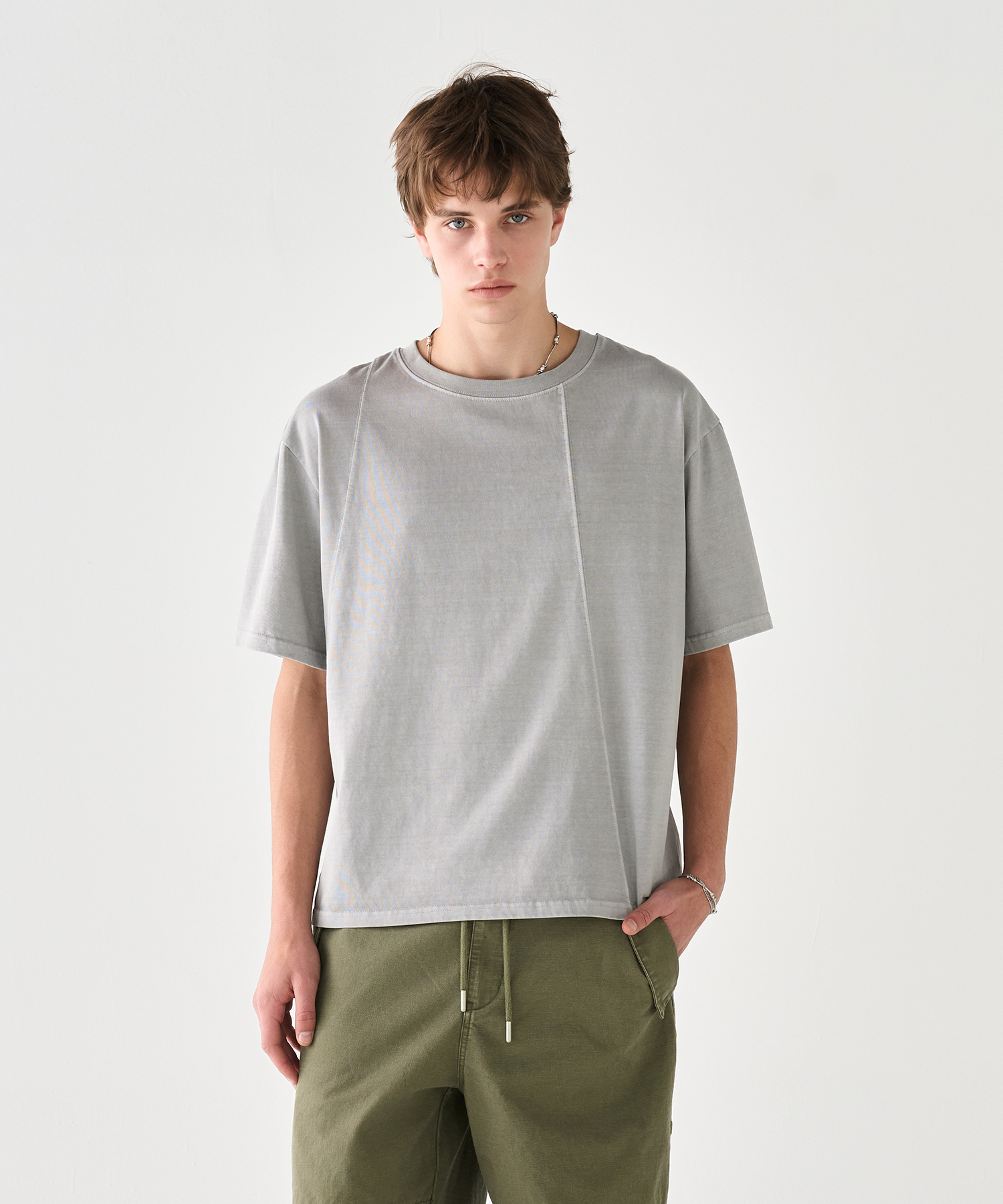 washed crop t-shirts (gray)