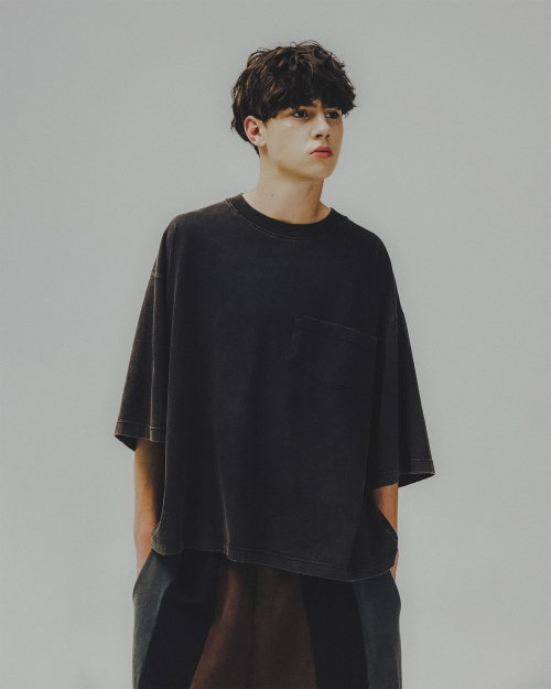 Washed Wide Pocket Crop Tee - Black