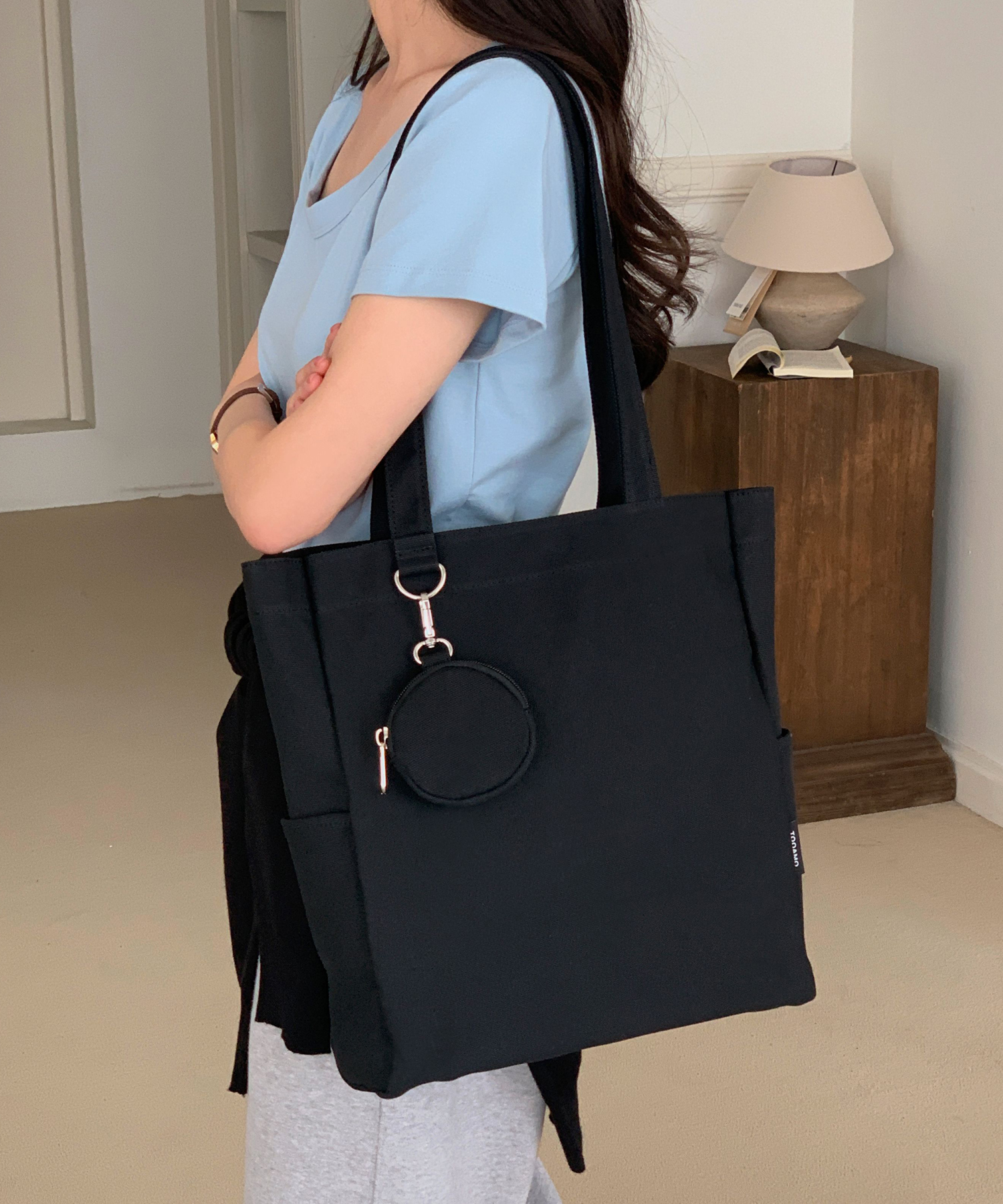 Cotton Coin Purse Eco Bag Black [Unisex]