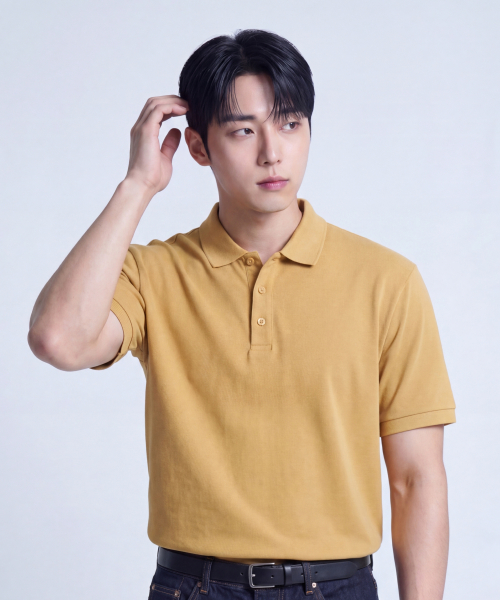 Базовая cool cotton поло с воротником [Mustard]