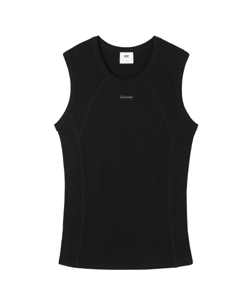 METAL LOGO CUTLINE SLEEVELESS - BLACK