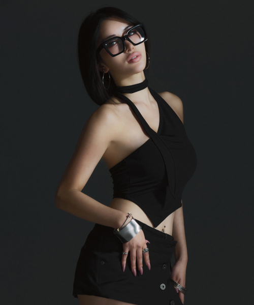 Scarf Asymmetric Sleeveless - Black