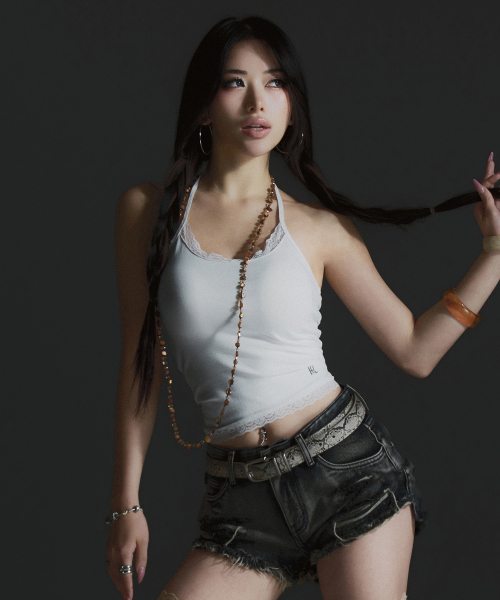 Lace Halter Sleeveless - White