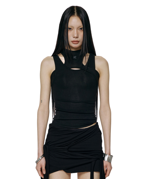 Overlap Tank Sleeveless - Black