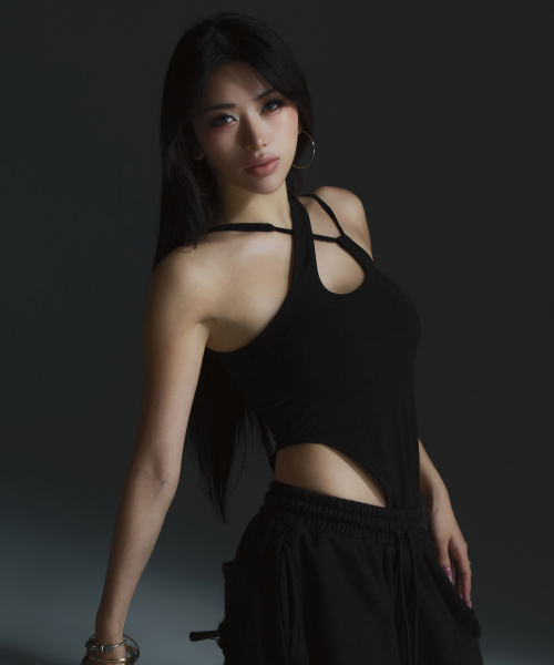 Cross Strap Bodysuit - Black