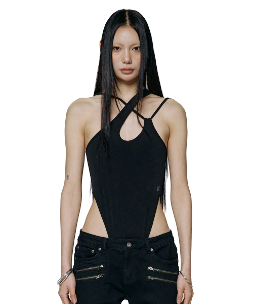 Cross Strap Bodysuit - Black