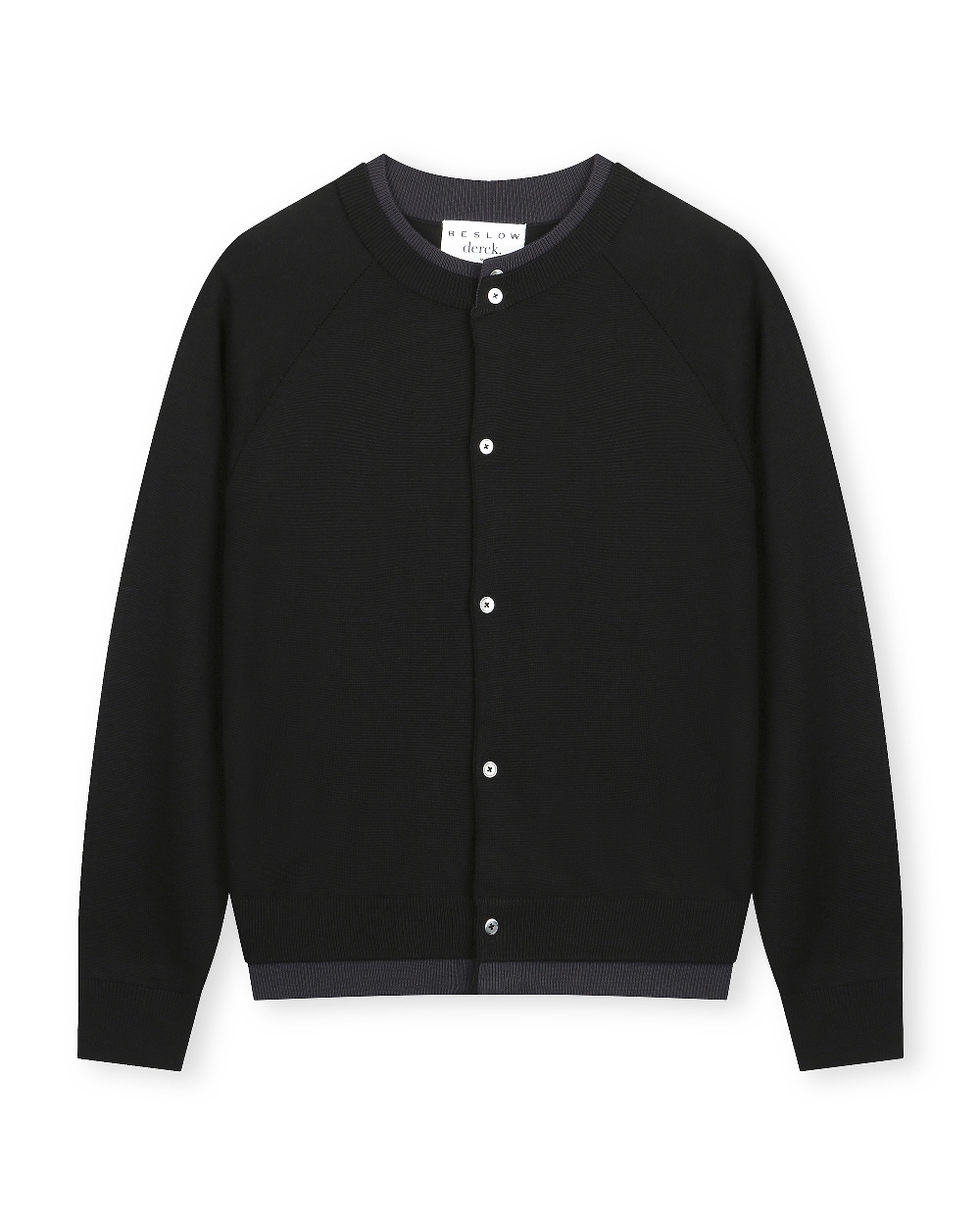 [BESLOW X DERRICK] LAYERED CREW NECK CARDIGAN BLACK