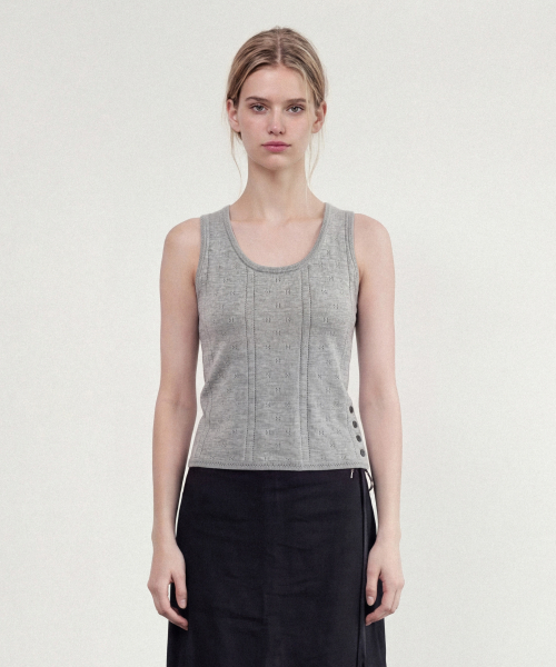 PETIT SOFT SLEEVELESS KNIT - MELANGE GRAY