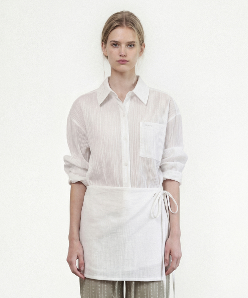 ARIA SHEER STRIPE SHIRT - WHITE