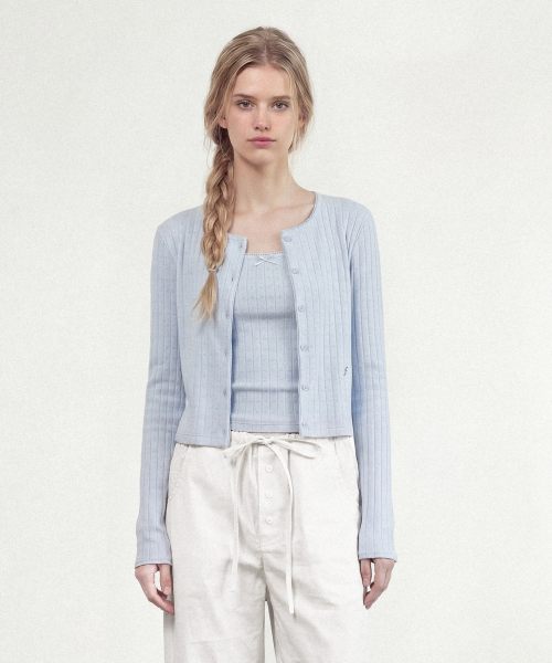 COQUETTE EYELET CARDIGAN SET - BLUE