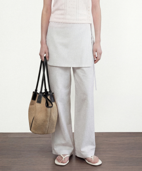 SYLVIE APRON PANTS - STRIPE WHITE