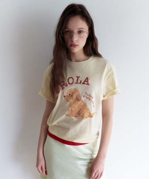 I LOVE ROLA PUPPY FRIENDS T-SHIRT BUTTER