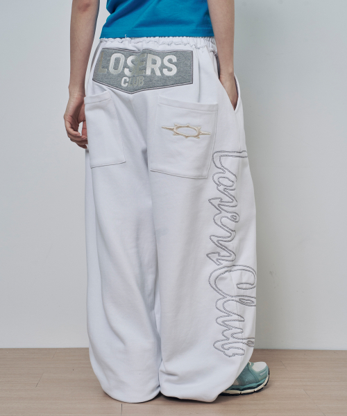 Широкие спортивные штаны Script Logo White