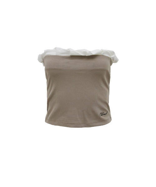 TWIST FRILL TOP BEIGE