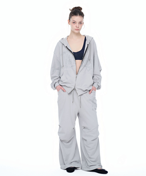 Брюки с вафельной нашивкой и двумя складками, Blue Gray