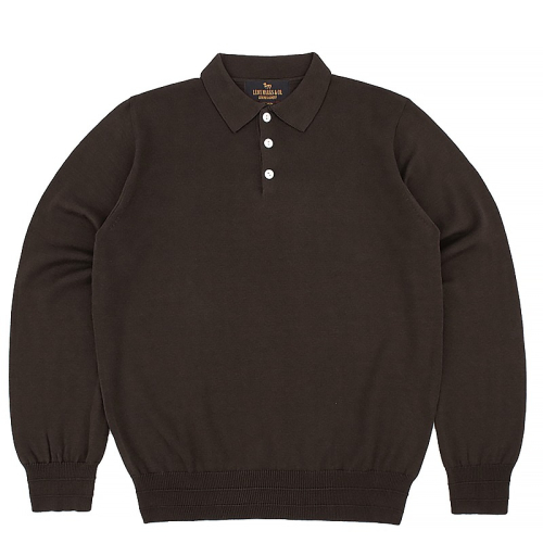 LM. LOT 201 Plain Knit Polo Brown