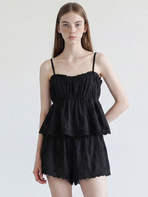 Хлопковый кружевной топ_BLACK