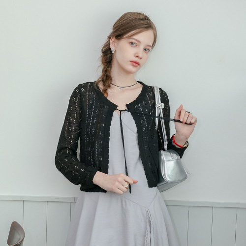 DD_Soft ribbon eyelet cardigan_3color