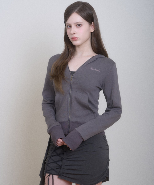 BELLA HOOD ZIP UP DARK GRAY