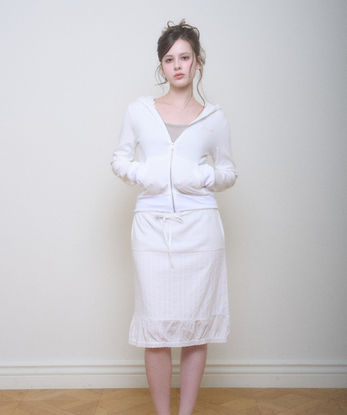 BELLA HOOD ZIP UP WHITE