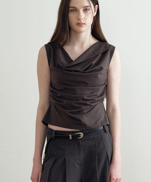 Драпированный джерси-топ без рукавов (Dark Grey) MBFSTO020DG
