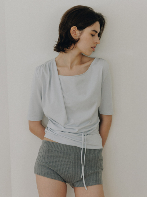 Draped String Half-Sleeve T-shirt SW6ME797_2color