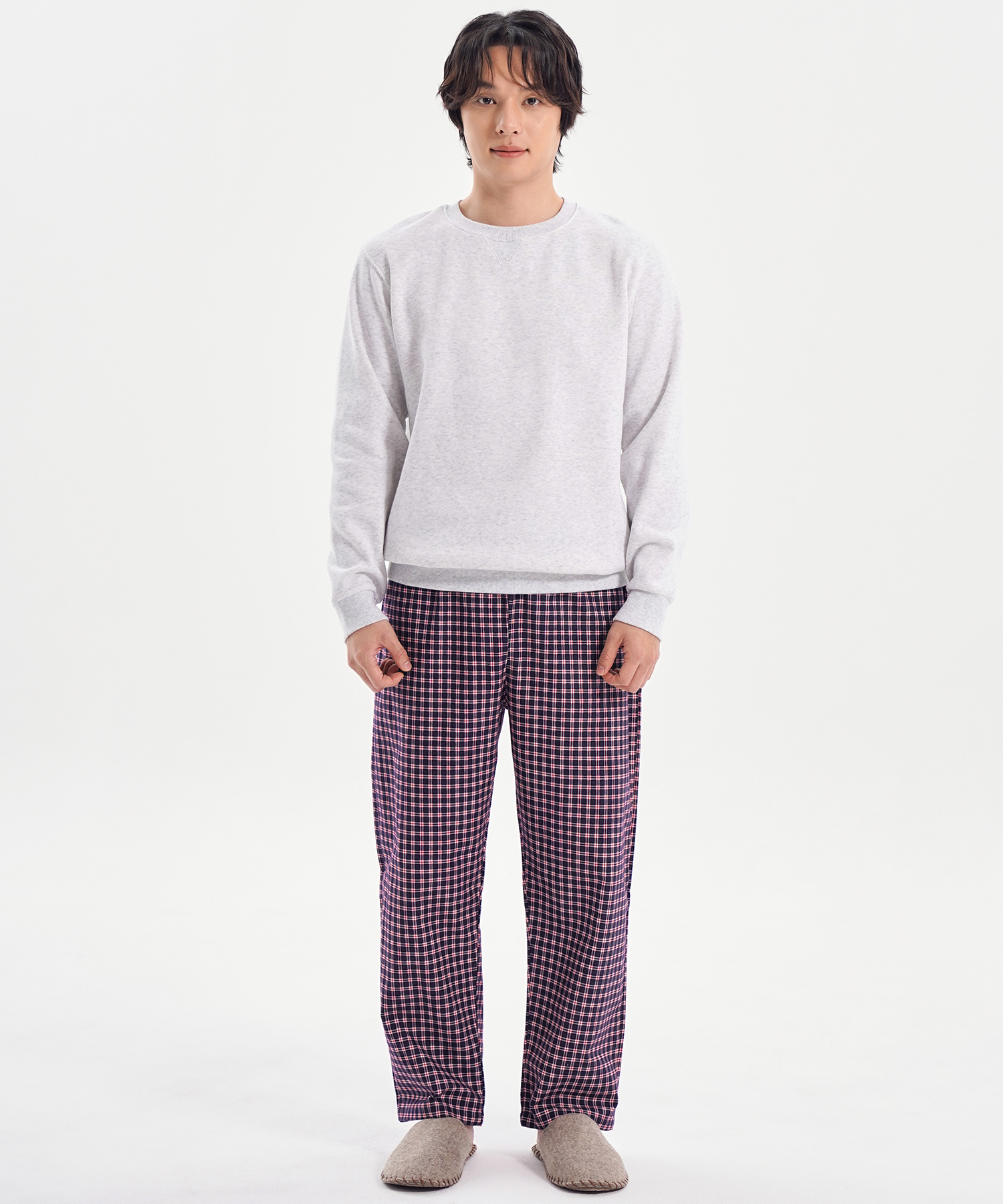 Gingham check flannel pure cotton men pajama pants
