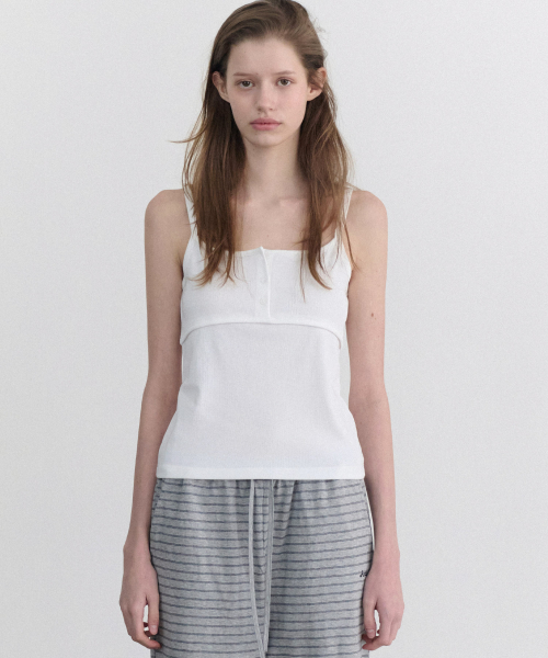 Popo three button sleeveless (white)