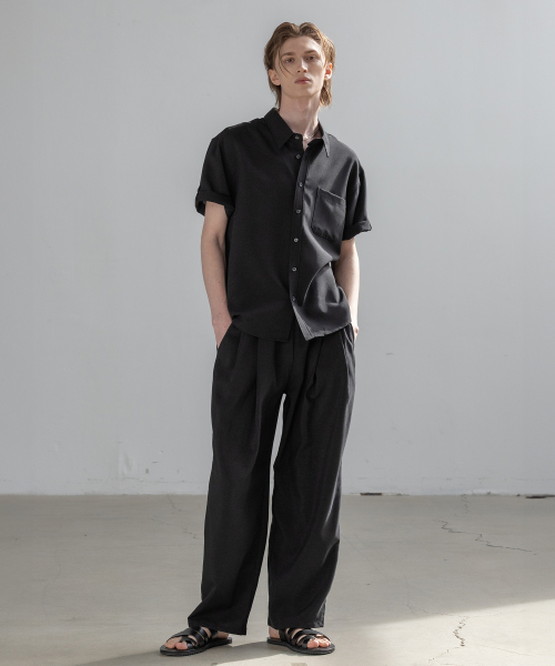 [SET] Летний костюм с шортами под лен [Black]