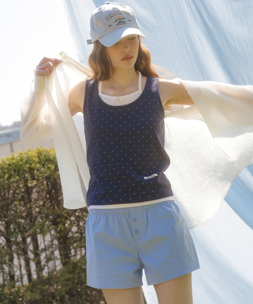 Dot layered sleeveless [TISU07TS10]_Navy