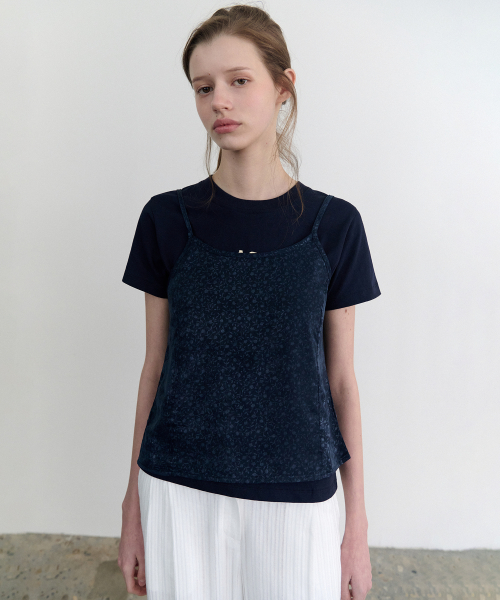 Nadia jacquard satin sleeveless (navy)