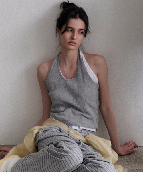 Etta ribbed halter sleeveless (melange gray)