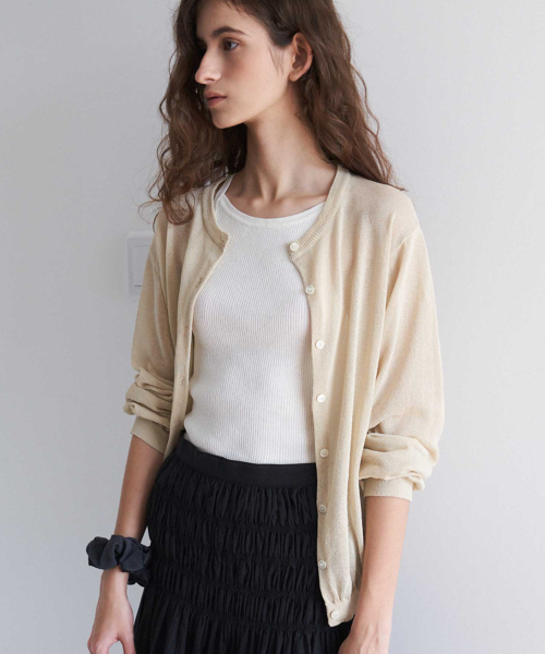 Oversized Sheer Cardigan(Beige)