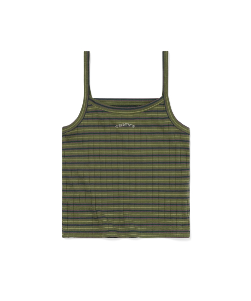Sleeveless Striped W Top Green