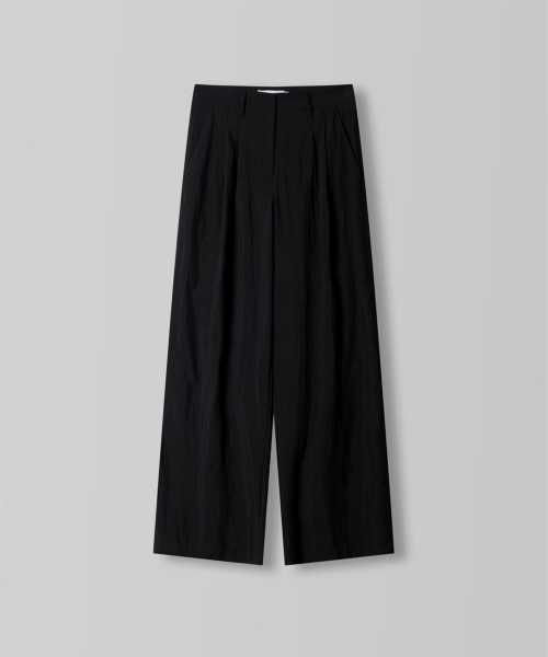 Airy Tuck Slacks_Black