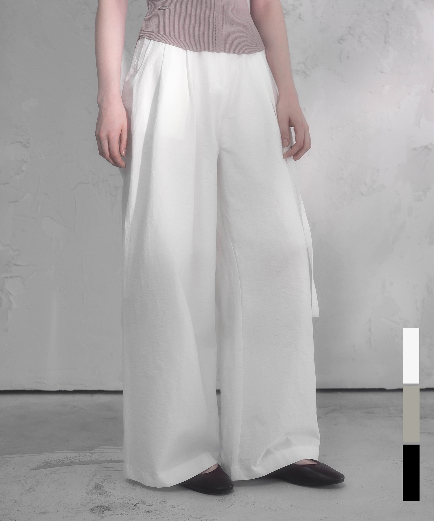Idylle Tuck Belted Pants_3Colors