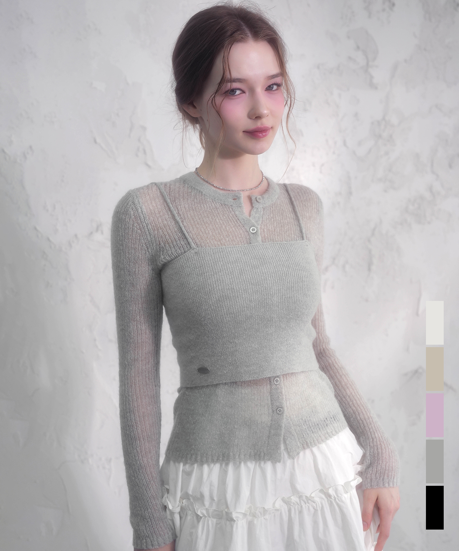 Bustier Layered Set Knit Cardigan_5Colors