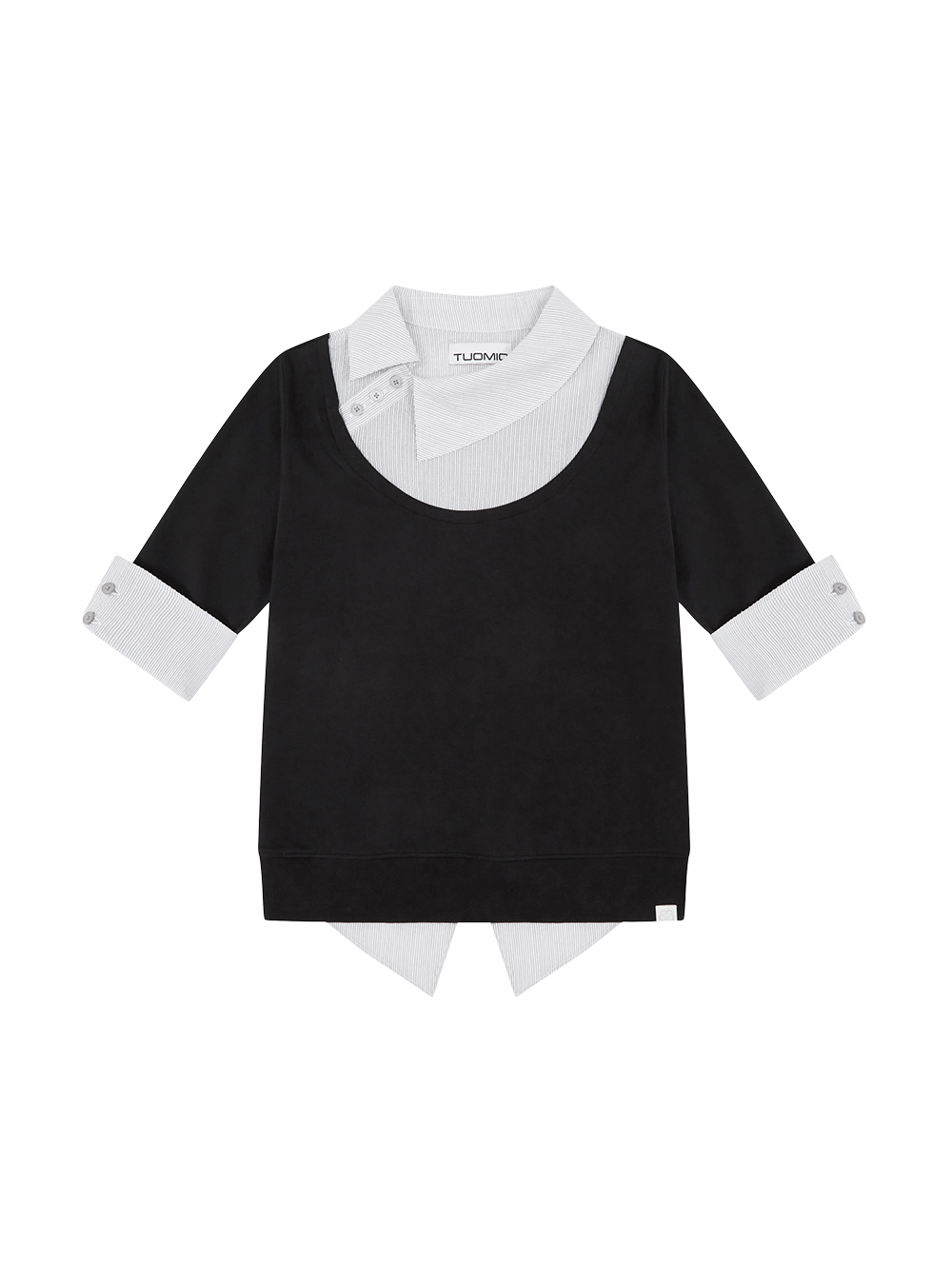 ASYMMETRIC COLLAR TOP [BLACK]
