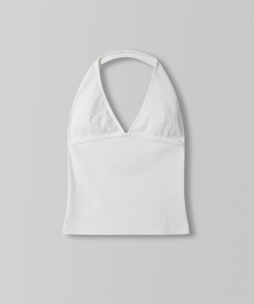 Contour Rib Halter Top_Ivory